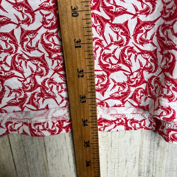 IBKUL Mens Polo Shirt XXL Short Sleeve Fish Marlin Print Geometric Stretch Red - Picture 8 of 8